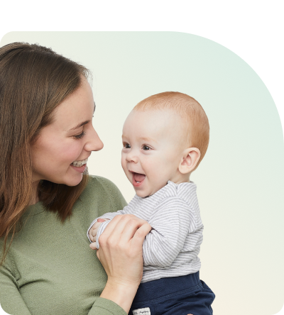 Mother and baby smiling